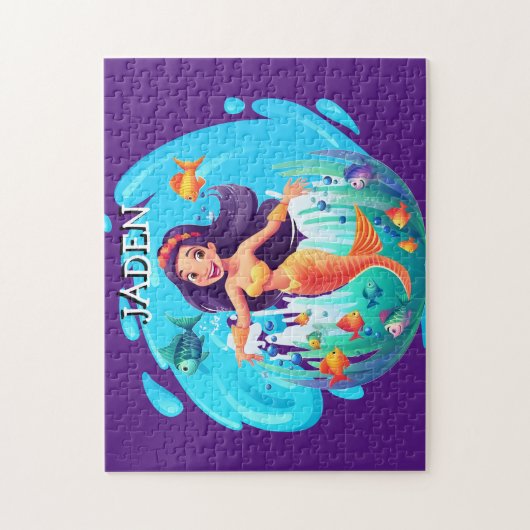 Zeemeerminnen, Vissen spatten in het water geperso Legpuzzel (Verticaal)