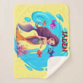 Zeemeerminnen, Vissen spatten in het water geperso Sherpa Deken (Voorkant)