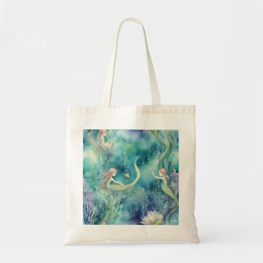 Zeemeerminnen watercolor kunst tote bag (Voorkant)