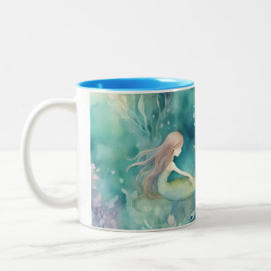 Zeemeerminnen watercolor kunst tweekleurige koffiemok