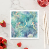 Zeemeerminnen waterverf kunst servet (Insitu)