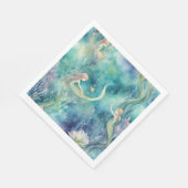 Zeemeerminnen waterverf kunst servet (Hoek)