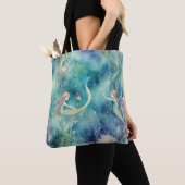 Zeemeerminnen waterverf kunst tote bag (Dichtbij)