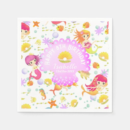 Zeemeerminnen Wit Servet (Voorkant)