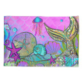 Zeemeerminnen & Zee Schelpen Onder de Zee Roze Gla Kussensloop (Achterkant)