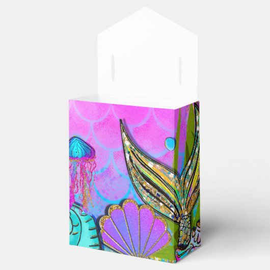 Zeemeerminnen & Zeeschelpen Roze Sparkly Party Bedankdoosjes (Geopend)