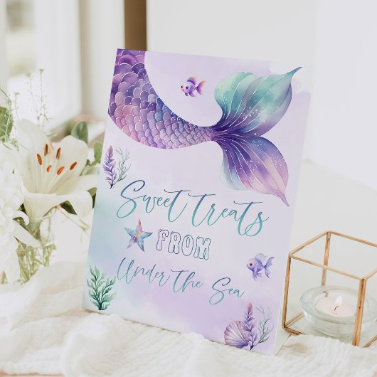 Zeemeerminnen Zoete lekkernijen uit Onder het zee Reclamebord Met Voetstuk