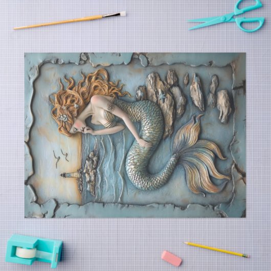 Zeemeerminnenbeeldhouwdecoupage Tissuepapier (Craft)