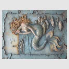 Zeemeerminnenbeeldhouwdecoupage Tissuepapier