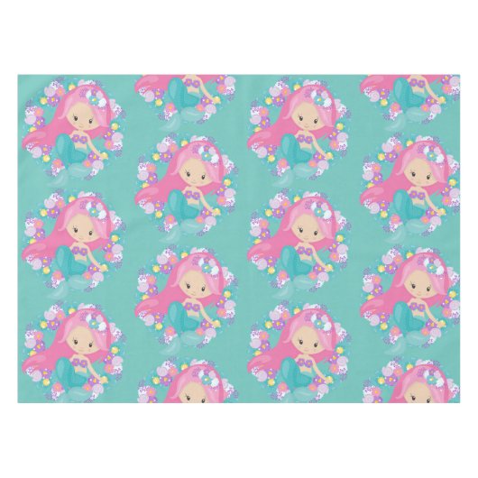 Zeemeerminnend Blauw Tafelkleed (Voorkant (Horizontaal))