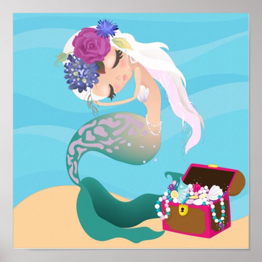 Zeemeerminnend Canvas (glanzend) Poster (Voorkant)