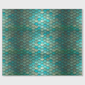 Zeemeerminnend groen visschubben cadeaupapier (Vlak)