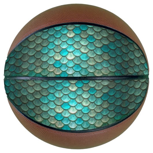 Zeemeerminnend groen visschubben mini basketbal (Voorkant)