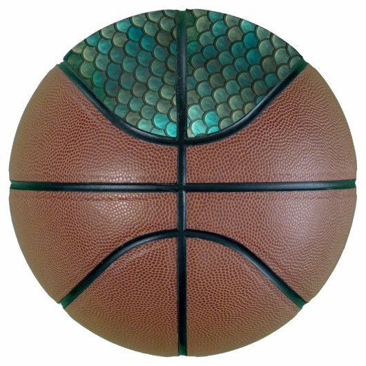 Zeemeerminnend groen visschubben mini basketbal (Rechts)