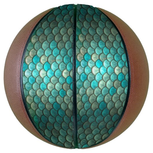 Zeemeerminnend groen visschubben mini basketbal (Verticaal)