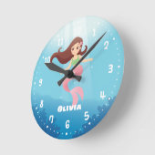 Zeemeerminnende Meisjes Bedroom Decor Wall Clock Ronde Klok (Hoek)