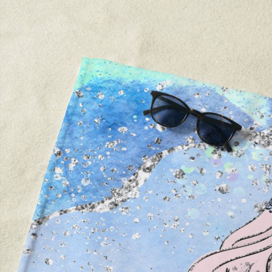 Zeemeerminnende mooie Oceaan Blauw Blauwgroen Glit Strandlaken (In situ)