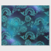 Zeemeerminnende oceaan Glitter Blue Navy Blauwgroe Cadeaupapier (Vlak)