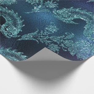 Zeemeerminnende oceaan Glitter Blue Navy Blauwgroe Cadeaupapier