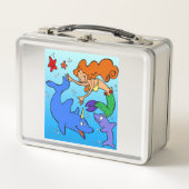 Zeemeerminnende oceaan onderwater dolfijn kunstwer (Voorkant)