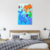 Zeemeerminnende oceaan onderwater dolfijn kunstwer canvas afdruk (Insitu (Slaapkamer))