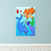 Zeemeerminnende oceaan onderwater dolfijn kunstwer canvas afdruk (Insitu (Houten vloer))