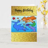Zeemeerminnende oceaan onderwater dolfijn kunstwer kaart (Gele Bloem)