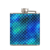 Zeemeerminnende parels en schalen Monogram Blauw I Heupfles (Achterkant)