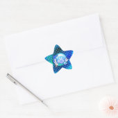 Zeemeerminnende parels en schalen Monogram Blauw I Ster Sticker (Envelop)