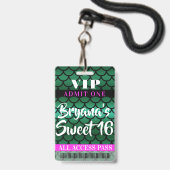 Zeemeerminnende Scales Green Black Party Sweet 16  Badge (Front with Lanyard)