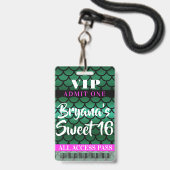 Zeemeerminnende Scales Green Black Party Sweet 16  Badge (Back with Lanyard)