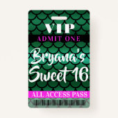Zeemeerminnende Scales Green Black Party Sweet 16  Badge (Voorkant)