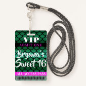 Zeemeerminnende Scales Green Black Party Sweet 16  Badge (Achterkant met draagriem)