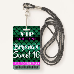 Zeemeerminnende Scales Green Black Party Sweet 16  Badge