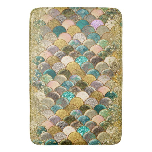 Zeemeerminnende schaaltjes Multi-Color Glitter Gla Badmat (Voorkant Verticaal)