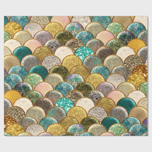 Zeemeerminnende schaaltjes Multi-Color Glitter Gla Cadeaupapier (Vlak)