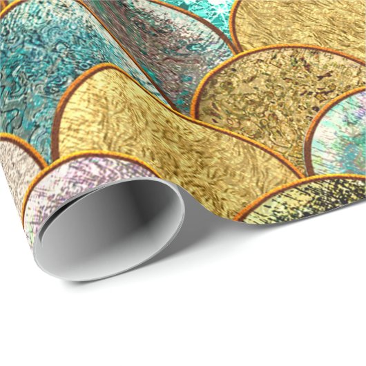 Zeemeerminnende schaaltjes Multi-Color Glitter Gla Cadeaupapier (Rol Hoek)