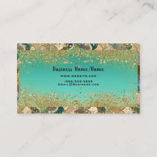 Zeemeerminnende schaaltjes Multi-Color Glitter Gla Visitekaartje (Achterkant)