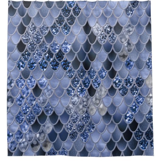 Zeemeerminnende schalen Glam #8 (Faux Glitter) #de Douchegordijn (Voorkant)