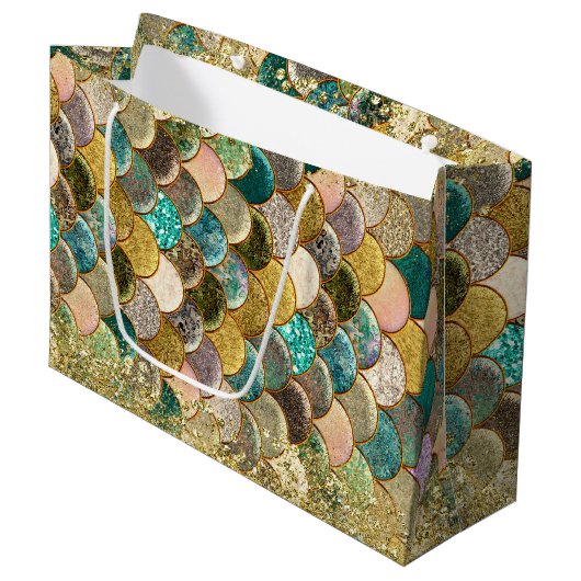 Zeemeerminnende schalen Glitter Glam-partij met me Groot Cadeauzakje (Voorkant Gekanteld)