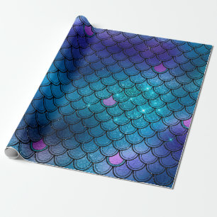 Zeemeerminnende schalen Glitter Pink Blue Navy Paa Cadeaupapier