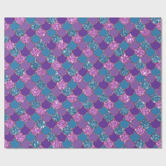 Zeemeerminnende schalen Glitter Violet Paars Gold  Cadeaupapier (Vlak)
