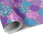 Zeemeerminnende schalen Glitter Violet Paars Gold  Cadeaupapier (Rol Hoek)