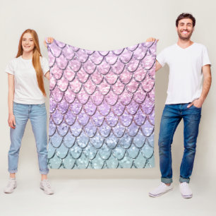 Zeemeerminnende schalen op Unicorn Girls Glitter # Fleece Deken
