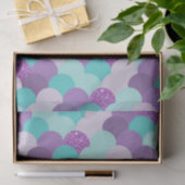 Zeemeerminnende schalen Paarse glitter Blauwgroen Tissuepapier (Geschenk)