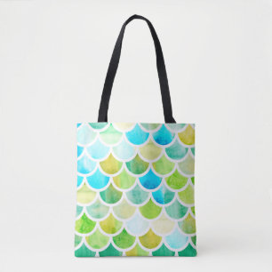 Zeemeerminnende schalen. Waterverf visschalen. Hel Tote Bag