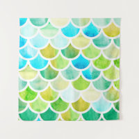 Zeemeerminnende schalen. Waterverf visschalen. Hel