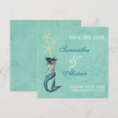 Zeemeerminnende strand kust sparen de datum save the date (Voorkant / Achterkant)