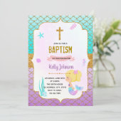 Zeemeerminnendoop thema uitnodiging (Staand voorkant)