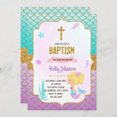 Zeemeerminnendoop thema uitnodiging (Voorkant / Achterkant)